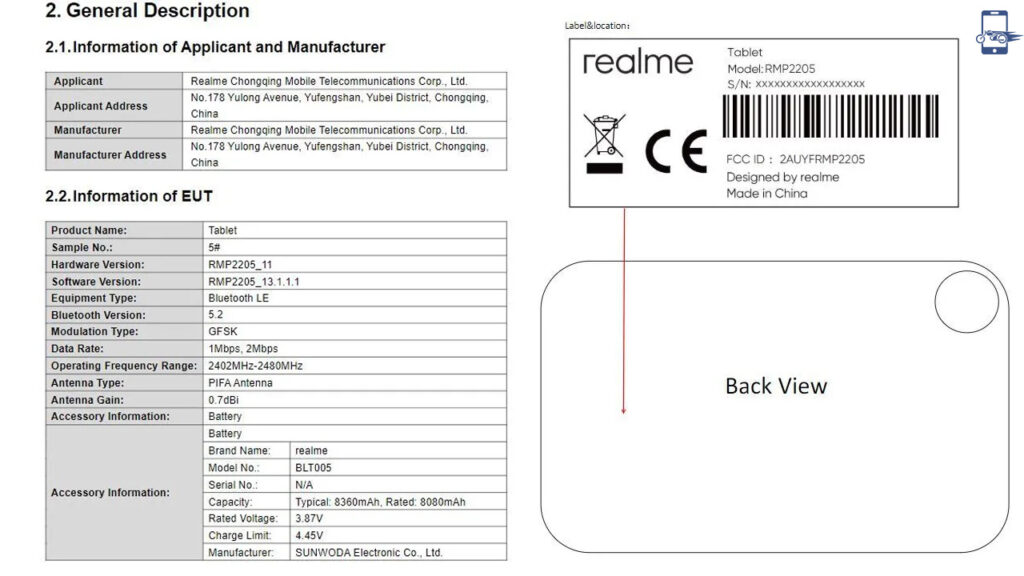 Realme Pad 2 Is Certified By The Fcc And Has A Large 8360mah Battery