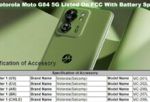 Motorola Moto G84 5G Listed On FCC With Battery Spec