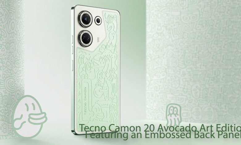 Tecno Camon 20 Avocado Art Edition, Featuring an Embossed Back Panel